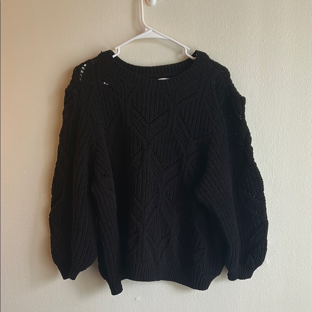 NWOT Maurices Black Crew Neck Sweater with Textured Knit